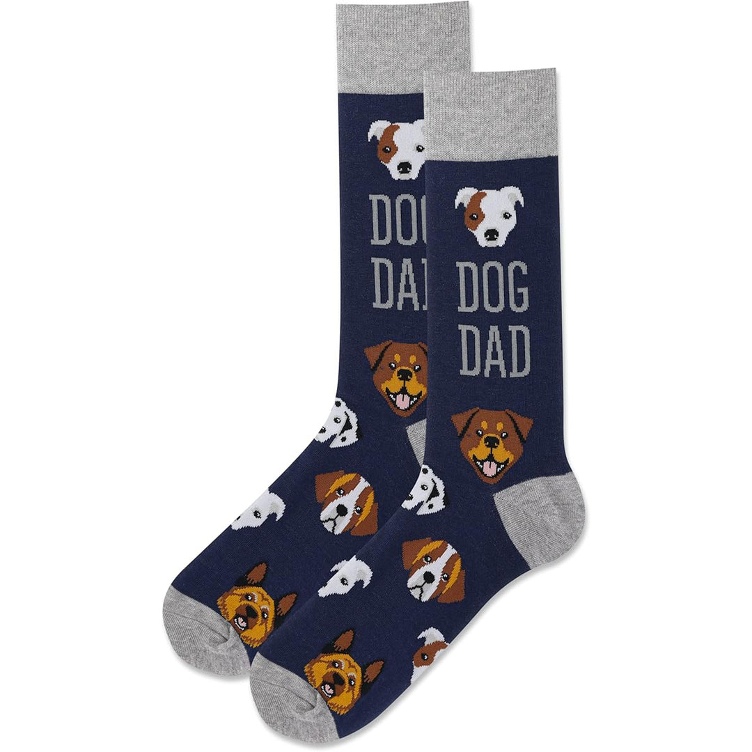 HOTSOX Men's Fun Dogs Crew Socks - Navy