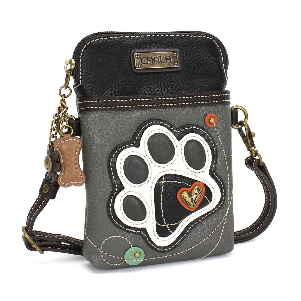 Chala Cell Phone Crossbody - B&W Paw Print