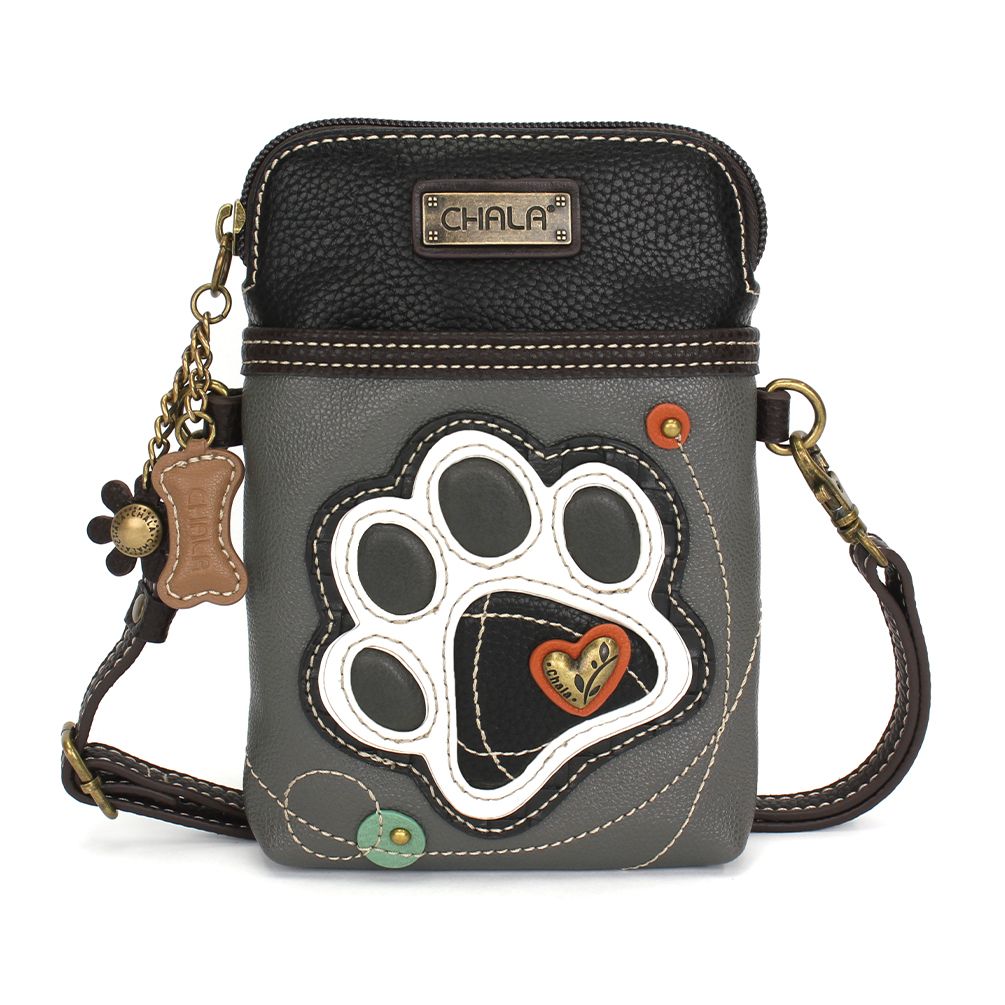 Chala Cell Phone Crossbody - B&W Paw Print