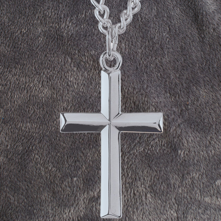 Dicksons Silver Plated Beveled Cross Necklace