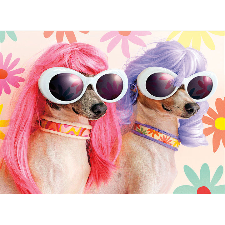 Avanti Press Two (2) Dogs Wearing Wigs Friendship Card