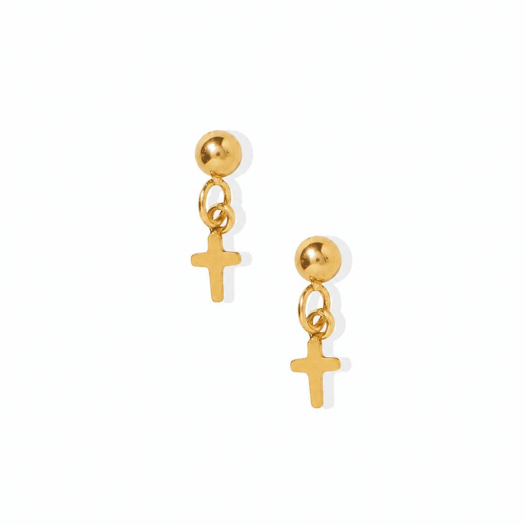 Linny Co Screwback Stud Earrings - Millie Cross Gold