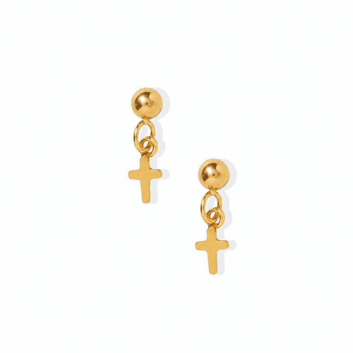Linny Co Screwback Stud Earrings - Millie Cross Gold