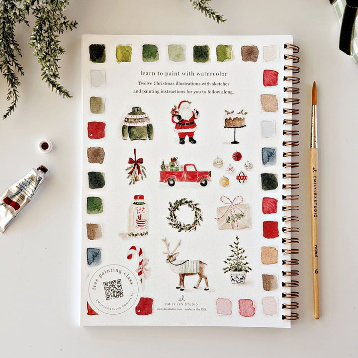 Emily Lex Watercolor Workbook - Classic Christmas