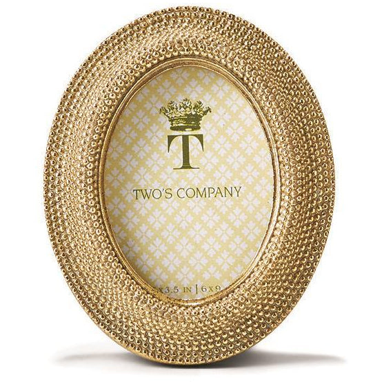 Two's Company Tuileries Golden Dots Photo Frame - 2 1/2" x 3 1/2" Oval