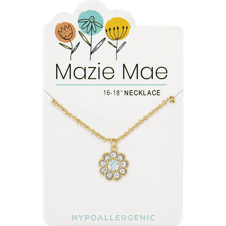 Mazie Mae Gold White Opal CZ Flower Necklace
