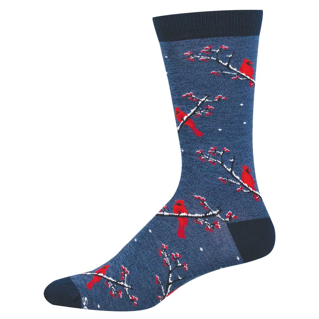 Socksmith Bamboo Crew Socks - Winter Cardinal Heather Navy (10-13)