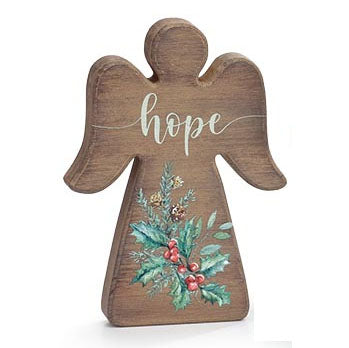 Burton & Burton Shelf Sitter - Wooden Angel with Hope