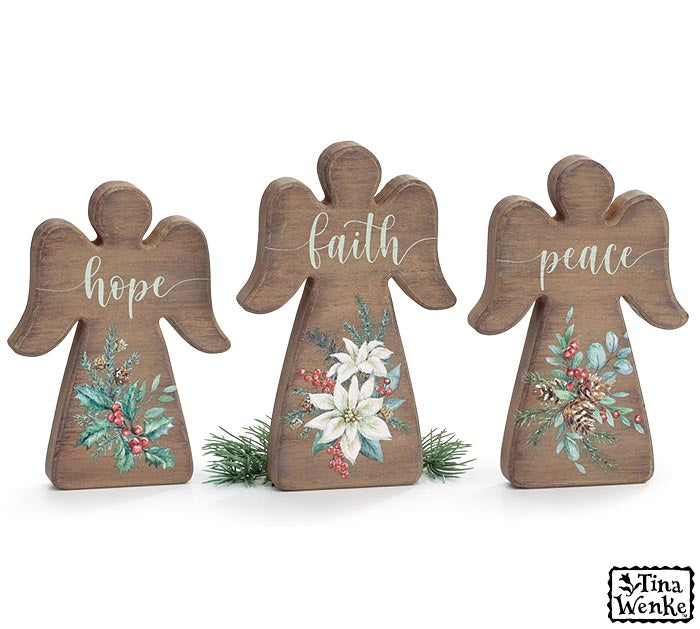 Burton & Burton Shelf Sitter - Wooden Angel with Hope