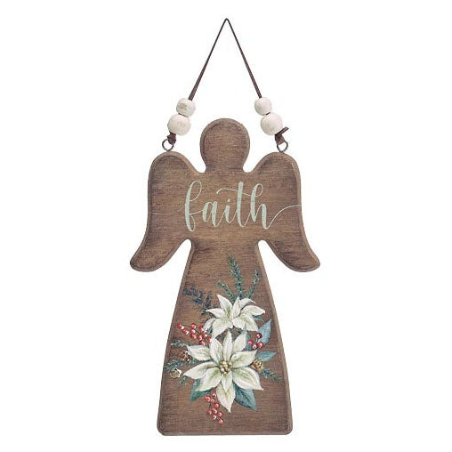 Burton & Burton Ornament - Wooden Angel with Faith