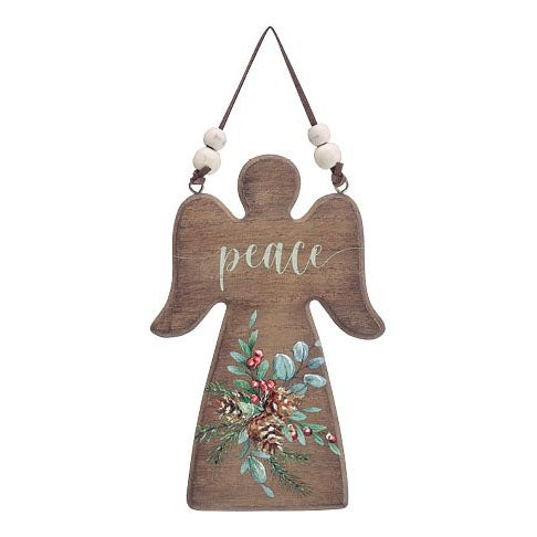 Burton & Burton Ornament - Wooden Angel with Peace