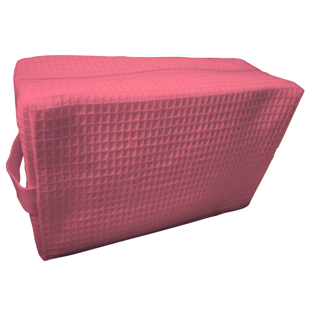 Cotton Waffle Large Cosmetic Bag - Coral