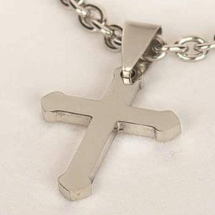 Dicksons Stainless Steel Bud Cross Necklace
