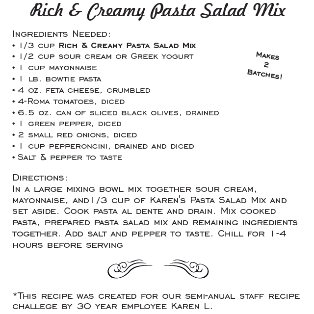 Country Home Creations Artisan Kitchen - Rich & Creamy Pasta Salad Mix