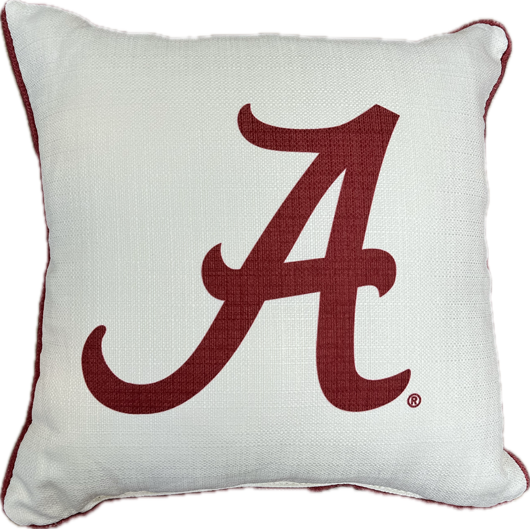 Little Birdie Pillow - Alabama Primary Mark w/Piping Crimson