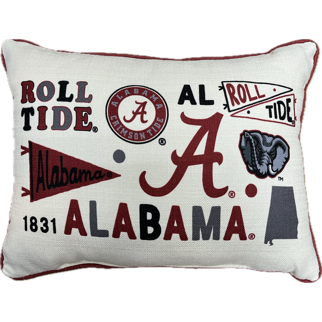 Little Birdie Pillow - Alabama Collegiate Cluster w/Piping Crimson