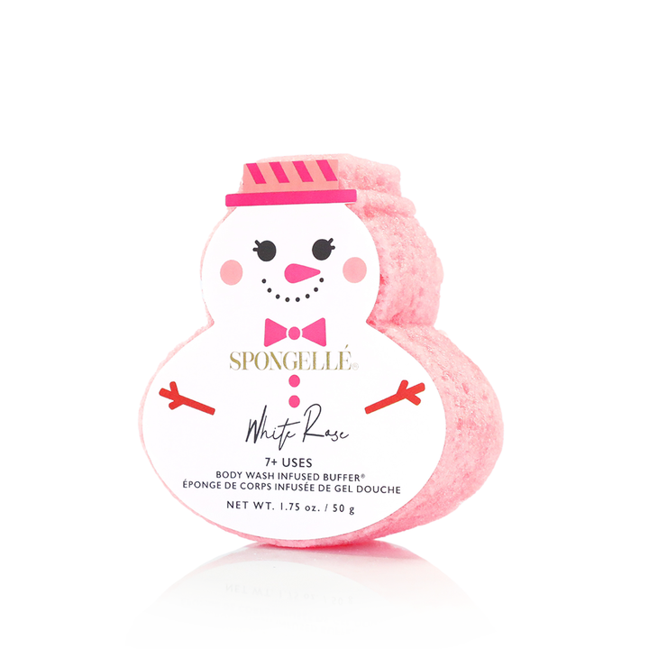 Spongellé® White Rose | Holiday Snowman Bath Sponge - 7+ WASHES