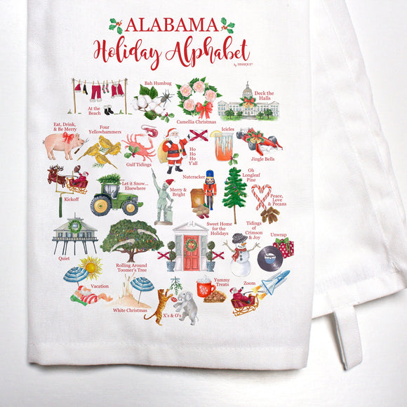 Dishique Alabama Holiday Alphabet Dish Towel