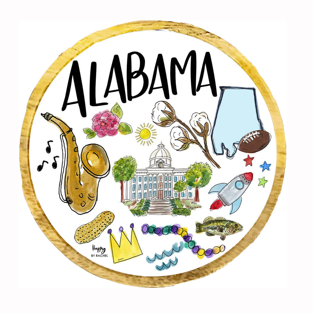 Happy By Rachel Wood and Enamel Small Tray - State of Alabama