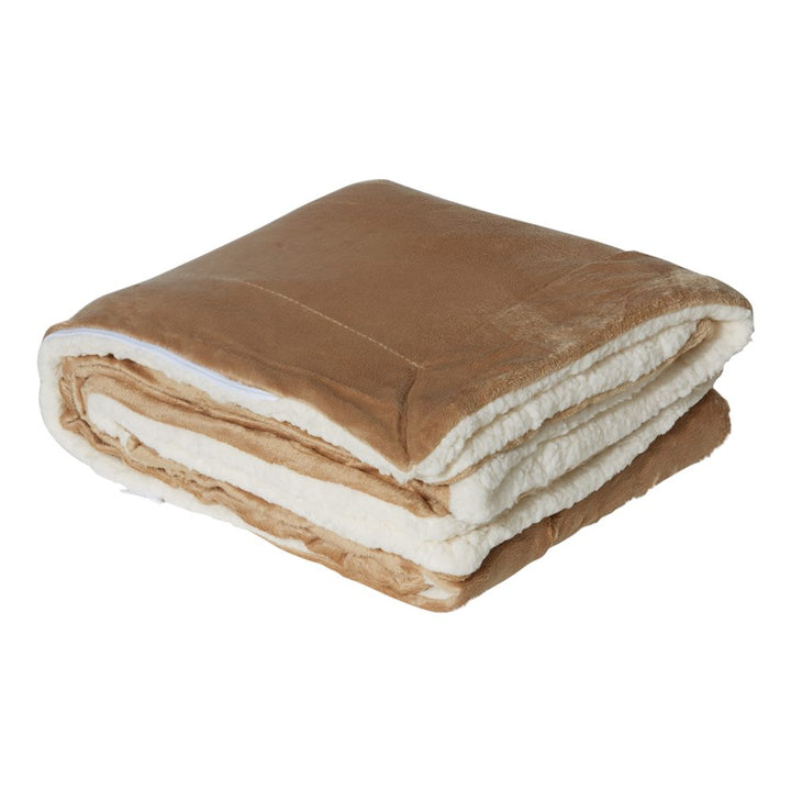 Alpine Fleece Micro Mink Sherpa Blanket - Camel