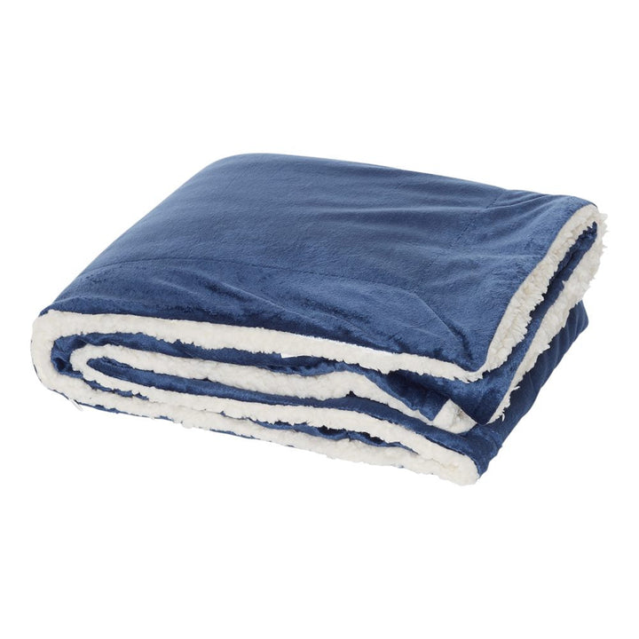 Alpine Fleece Micro Mink Sherpa Blanket - Navy