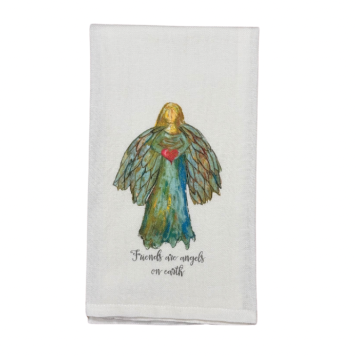 French Graffiti Dish Towel - Colorful Angel with Quote