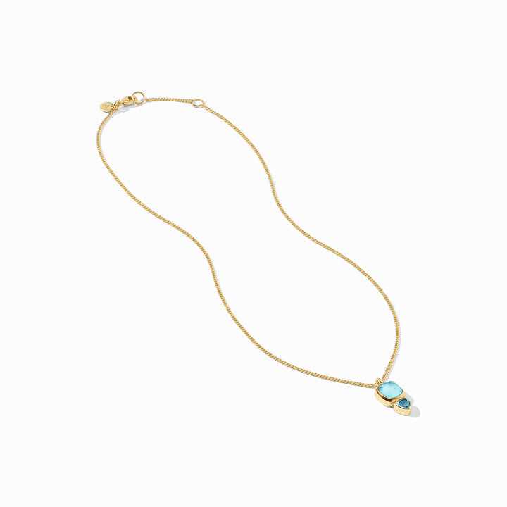 Julie Vos Aquitaine Duo Delicate Necklace - Iridescent Capri Blue