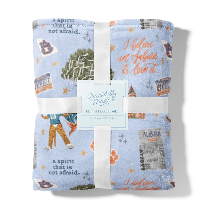 Gracefully Made Art Auburn University Flannel Fleece Blanket