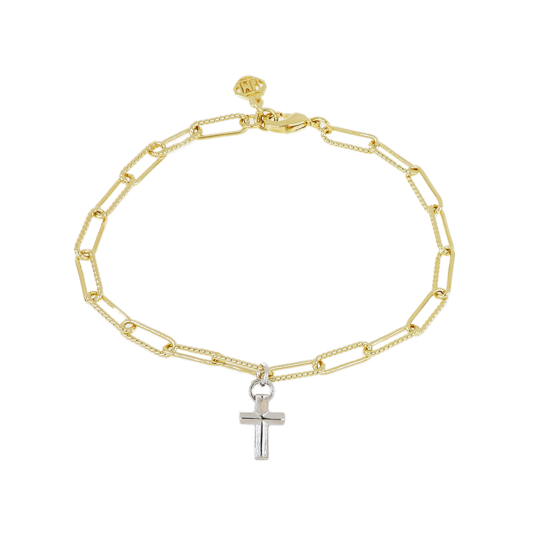 Diamante - Cross Charm Bracelet - Gold