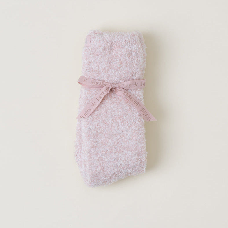 CozyChic® Heathered Socks - Heathered Dusty Rose / White (S-M)