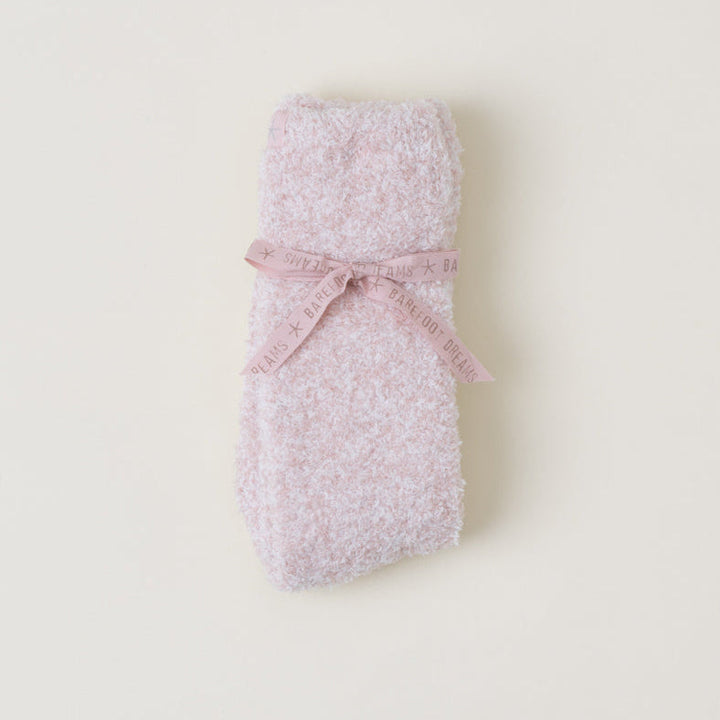 CozyChic® Heathered Socks - Heathered Dusty Rose / White (S-M)