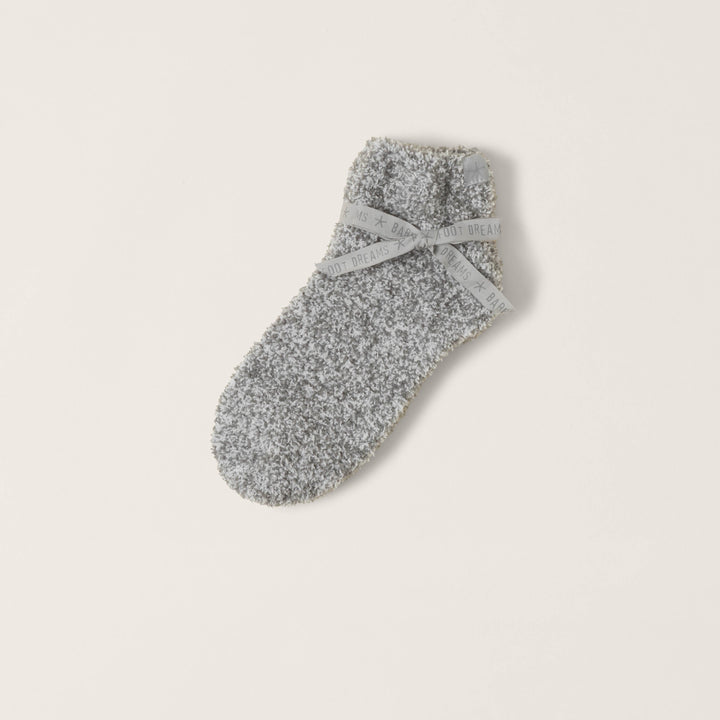 CozyChic® Heathered Tennis Socks -  Heathered Moonbeam / White