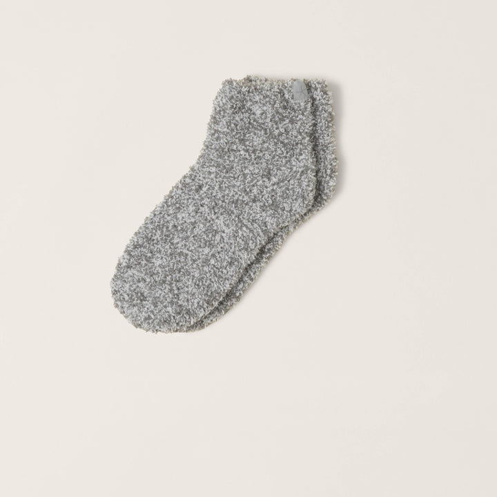 CozyChic® Heathered Tennis Socks -  Heathered Moonbeam / White