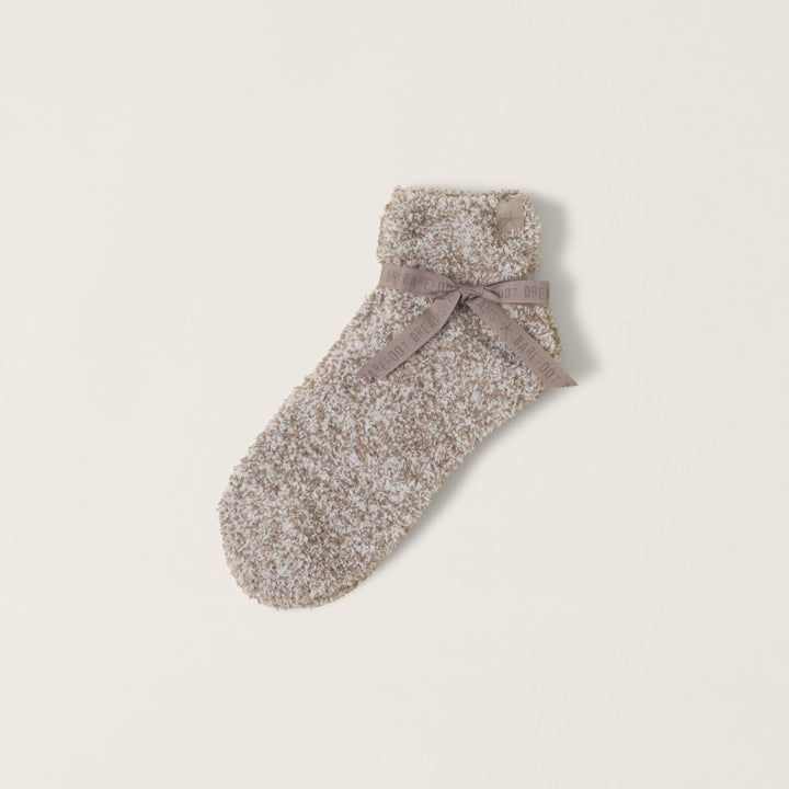 CozyChic® Heathered Tennis Socks -  Heathered Nickel / White