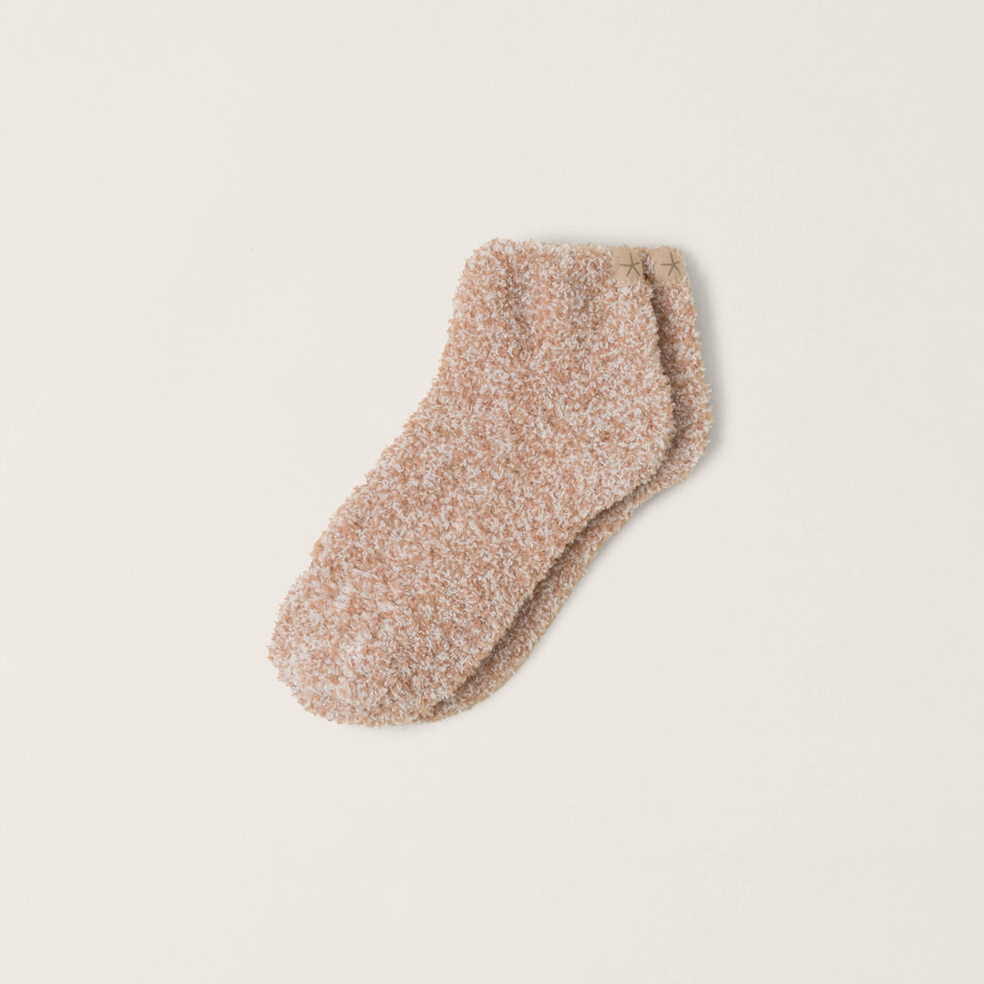 CozyChic® Heathered Tennis Socks -  Heathered Willow / White