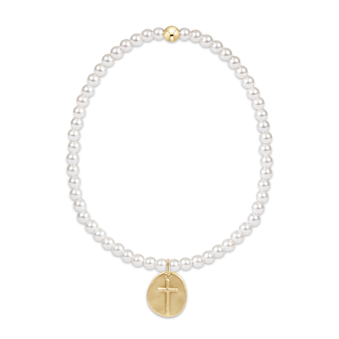 enewton Extends Classic Pearl 3mm Bead Bracelet - Inspire Small Gold Charm