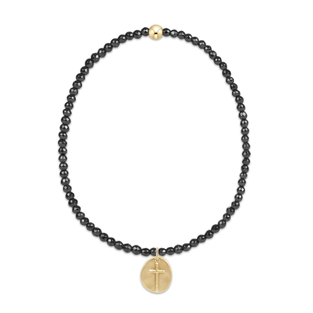 enewton Faceted Hematite 2mm Bead Bracelet - Inspire Small Gold Charm