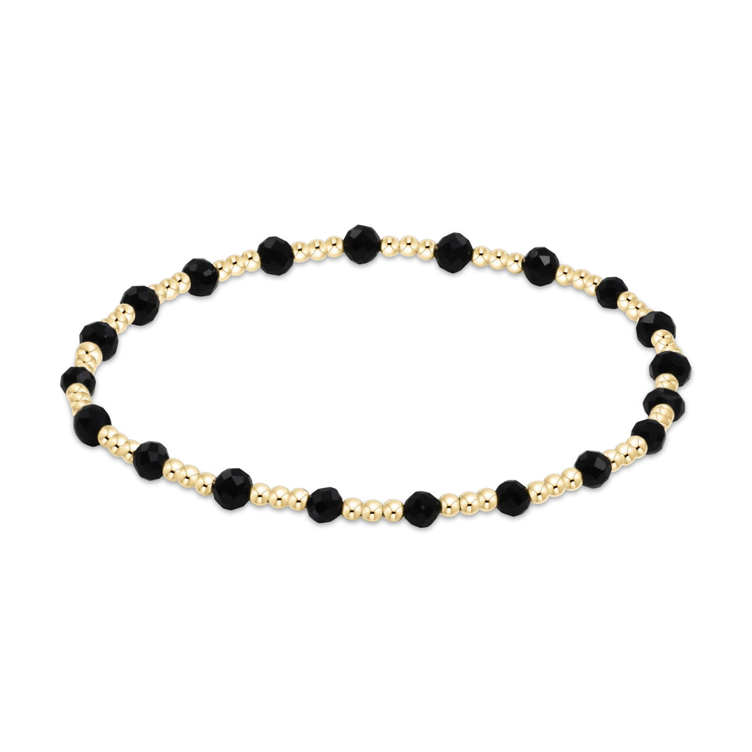 enewton Gemstone Gold Sincerity Pattern 3mm Bead Bracelet - Faceted Onyx