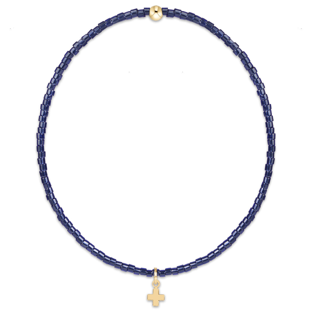enewton Hope Classic Navy Bracelet - Signature Cross Small Gold Charm