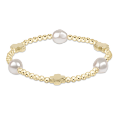 enewton Signature Cross Admire Pearl Pattern 3mm Bead Braclet - Gold