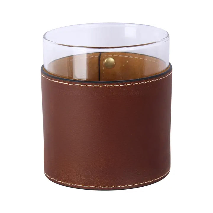 Barrel Down South Leather Wrapped Bourbon Whiskey Rocks Glass