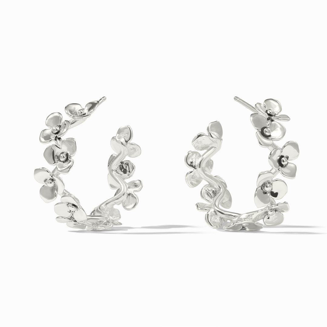 Julie Vos Bloom Hoop Earrings - Silver/Medium