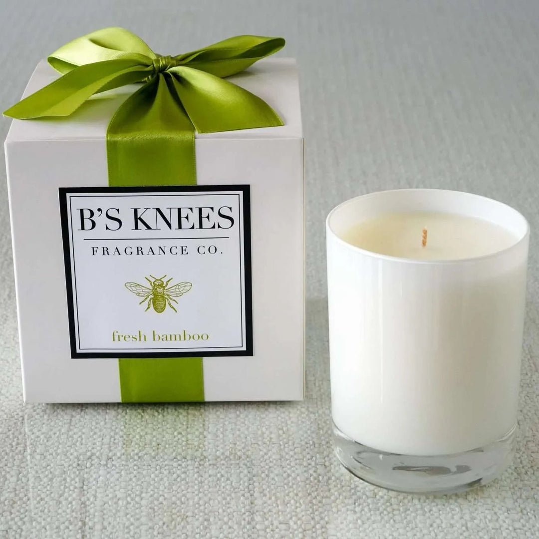 B's Knees White 1-Wick Candle - Fresh Bamboo