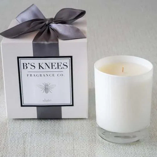 B's Knees White 1-Wick Candle - Slate