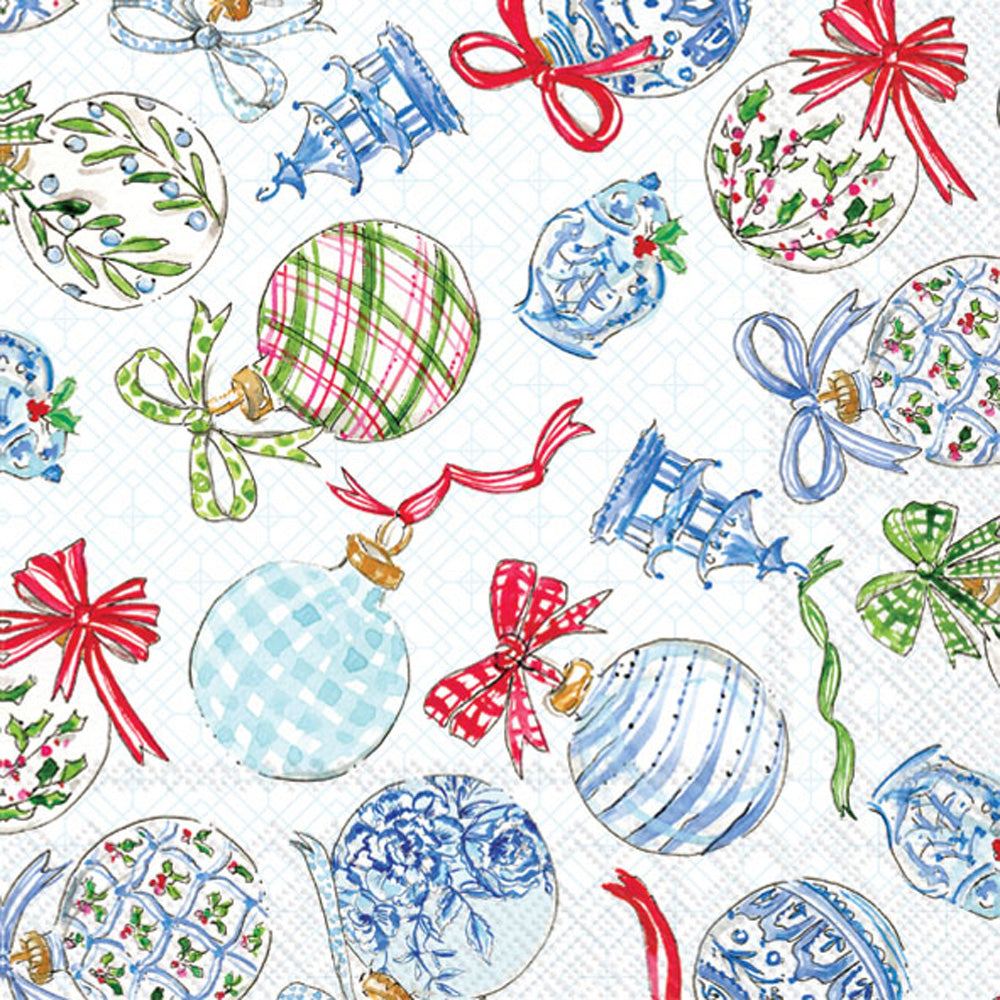 IHR Cocktail Napkins - Blue Ornaments