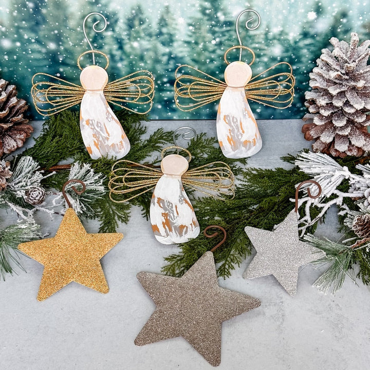 The Round Top Collection Gilded Angel Wire Wings Ornament