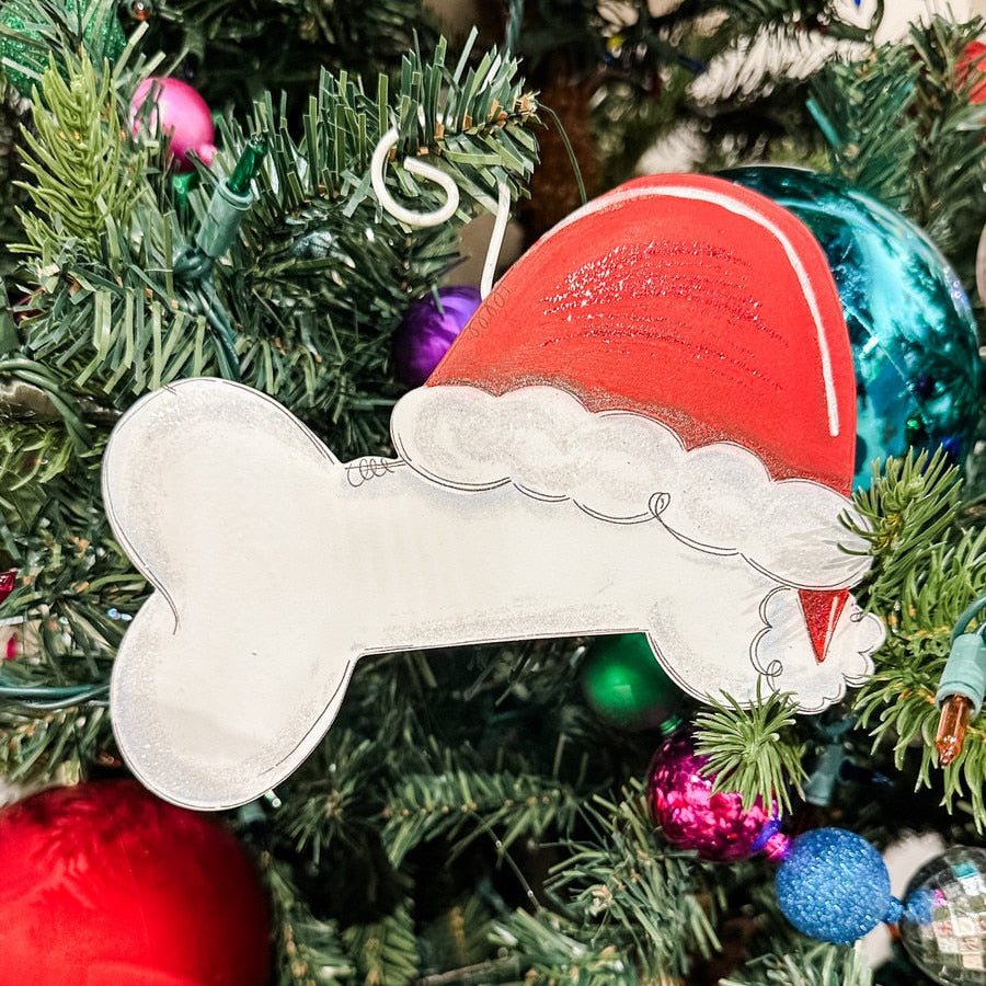 The Round Top Collection Dog Bone Santa Ornament