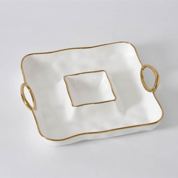 Pampa Bay Golden Handles Square Chip & Dip - White/Gold