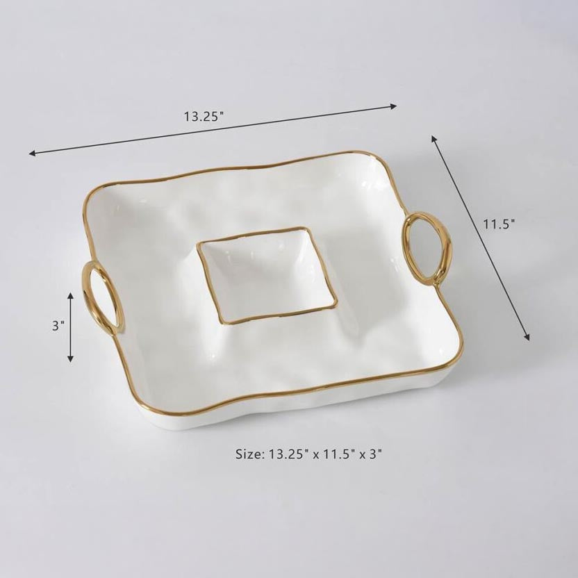 Pampa Bay Golden Handles Square Chip & Dip - White/Gold