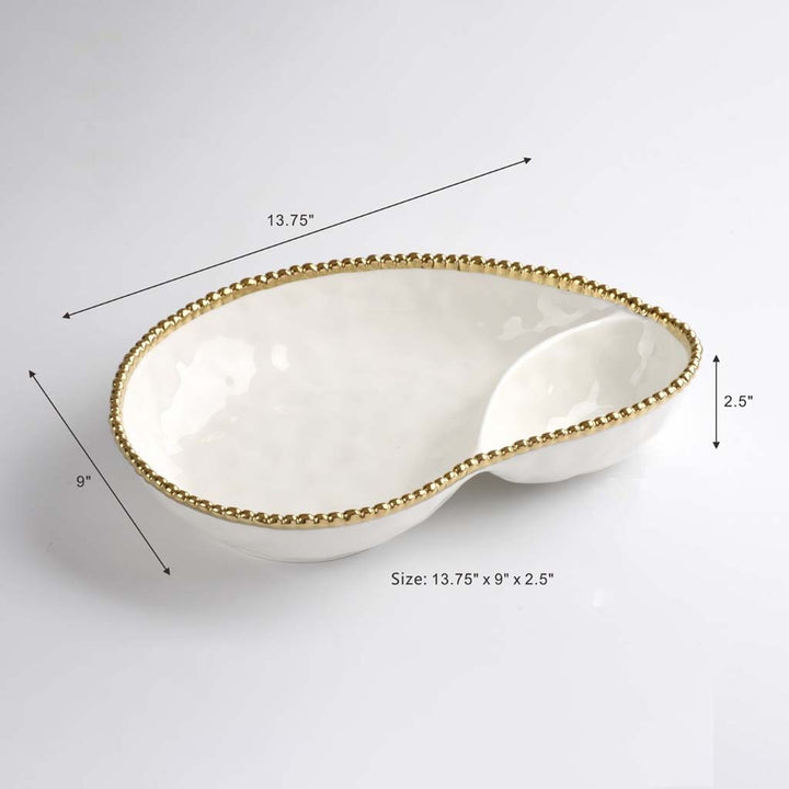 Pampa Bay Golden Salerno 2 Section Serving Piece - White/Gold